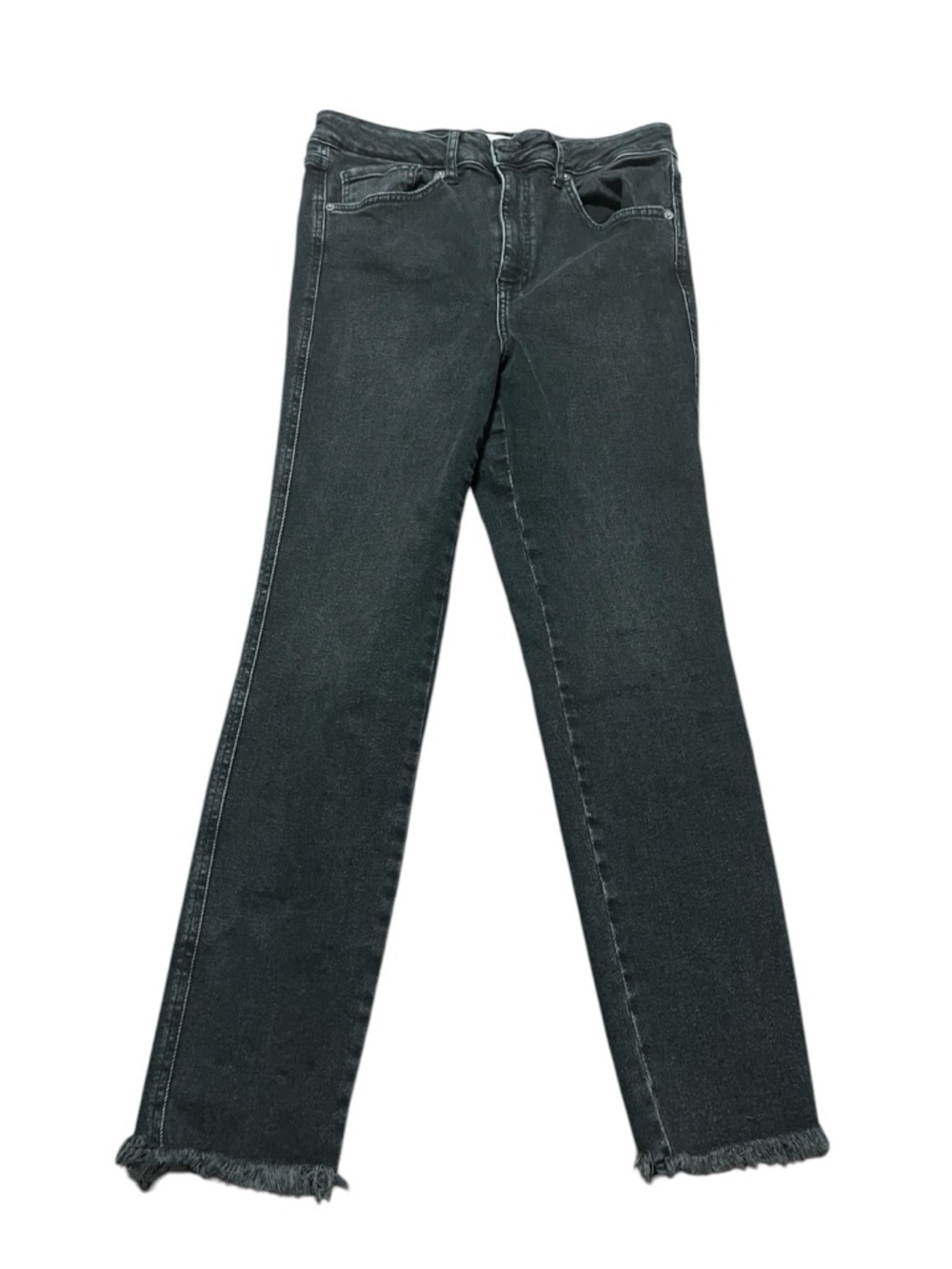 We The Free Risk Taker High-Rise Straight-Leg Jeans Raw Hem Size 31 Grunge Biker